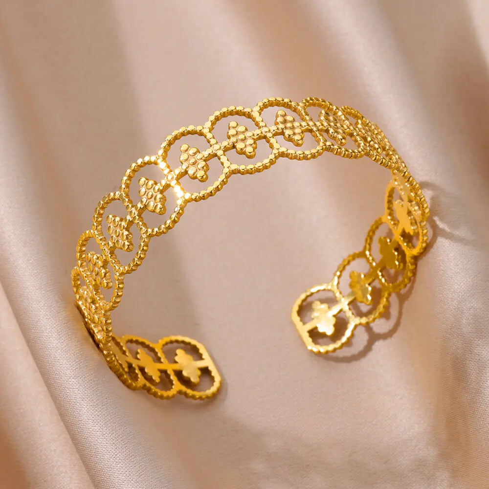 Stainless Steel Bangles Bracelet for Women Luxury Gold Color Cuff Bracelet femme Fashion Wedding Jewelry Valentines Day Gift