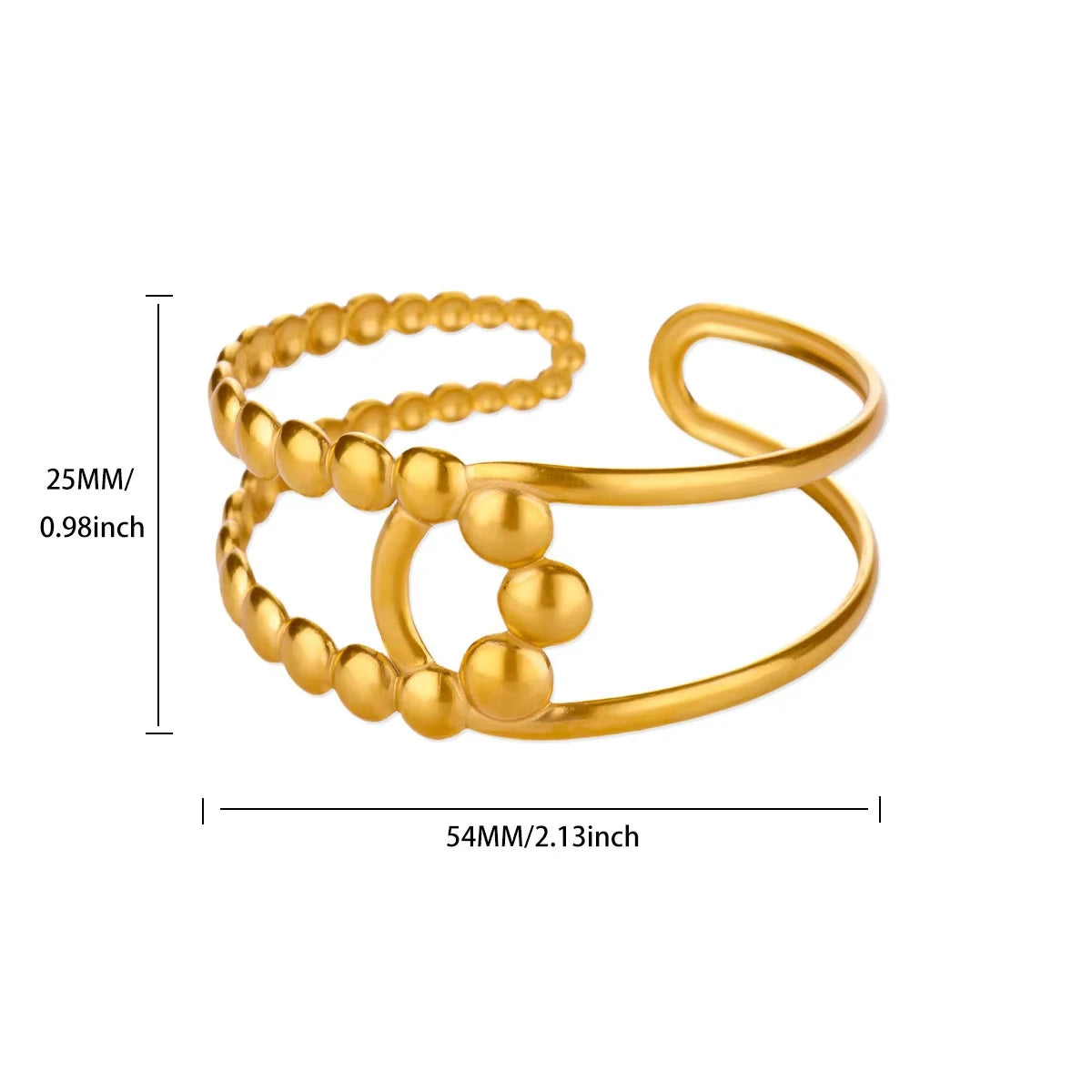 Gold Plated 316L Stainless Steel Hollowed-out Geometry Bracelet for Women Simple Punk no fade Wrist Jewelry Accessory New Trendy