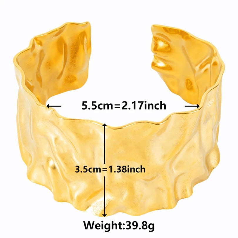 1Pc Stainless Steel Women Hammered Irregular Bowknot Flowers Chunky Open Bracelet Trendy  Animal Butterfly Cuff Bangle Jewelry