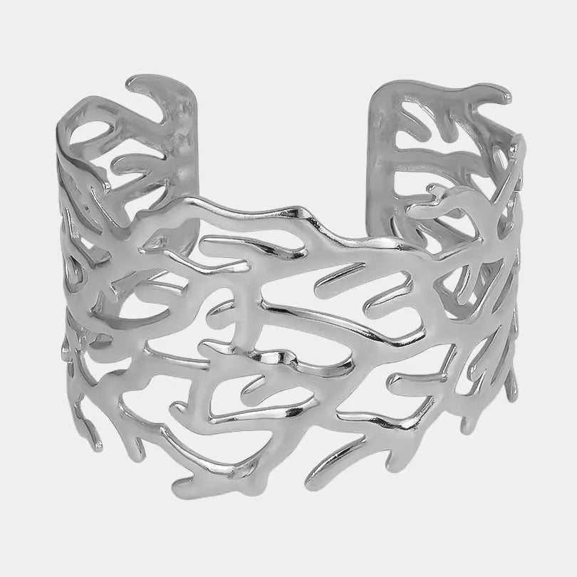 1Pc Stainless Steel Women Hammered Irregular Bowknot Flowers Chunky Open Bracelet Trendy  Animal Butterfly Cuff Bangle Jewelry