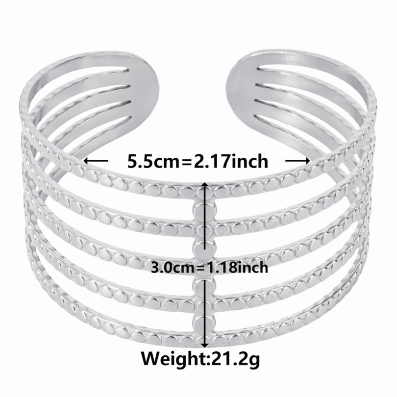 1Pc Stainless Steel Women Hammered Irregular Bowknot Flowers Chunky Open Bracelet Trendy  Animal Butterfly Cuff Bangle Jewelry