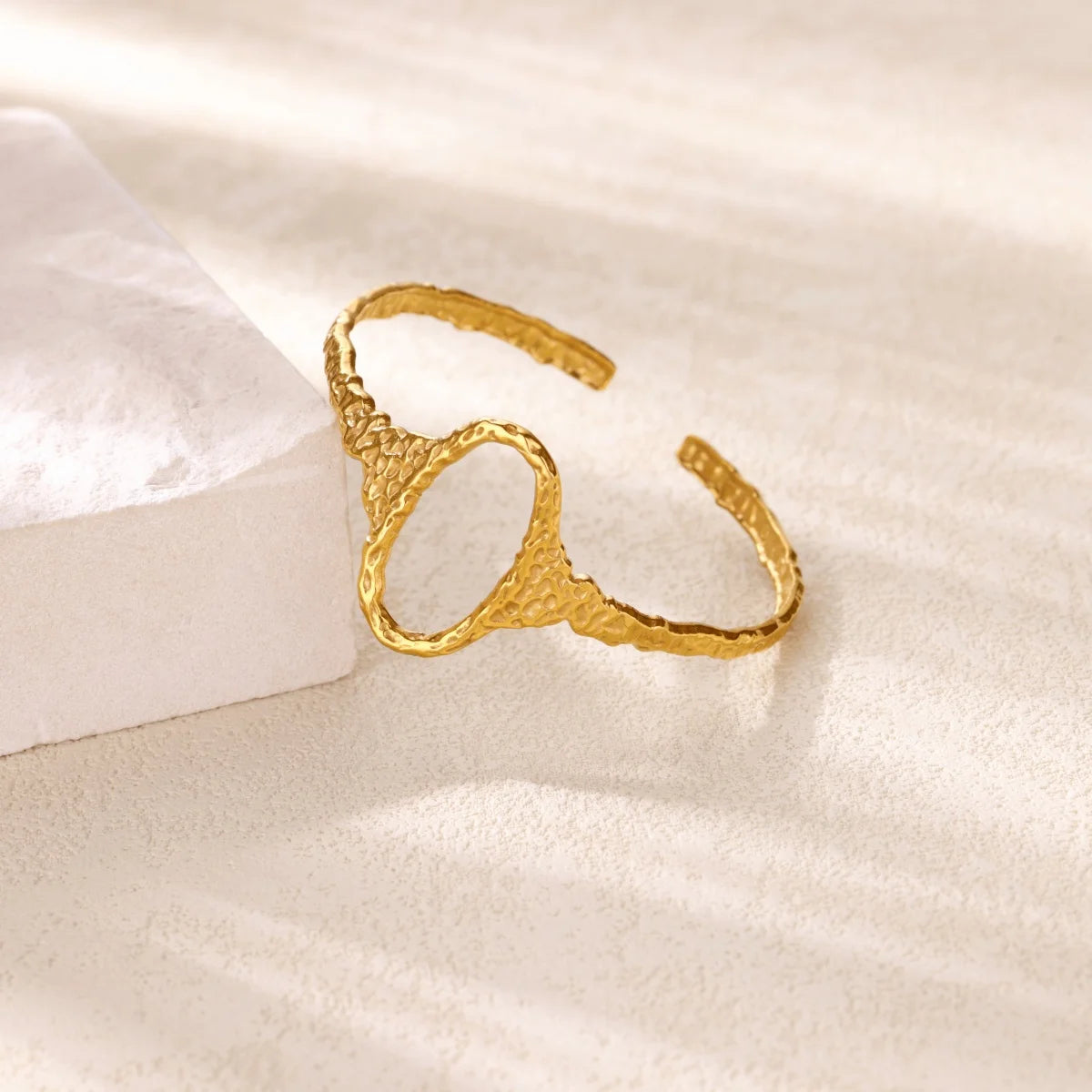 Gold Plated 316L Stainless Steel Hollowed-out Geometry Bracelet for Women Simple Punk no fade Wrist Jewelry Accessory New Trendy