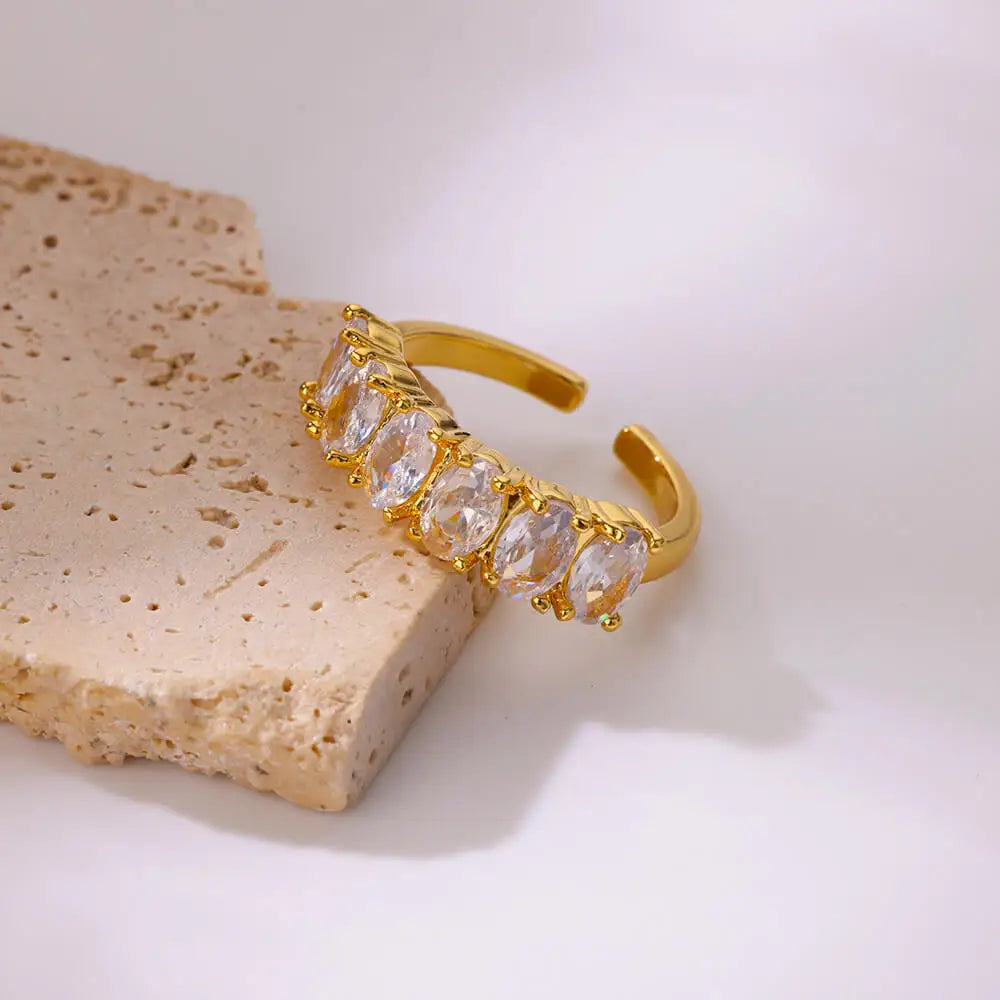 Zircon Geometric Heart Rings For Women Stainless Steel Gold Color Wedding Ring Luxury Aesthetic Jewlery Couple Gift 2026