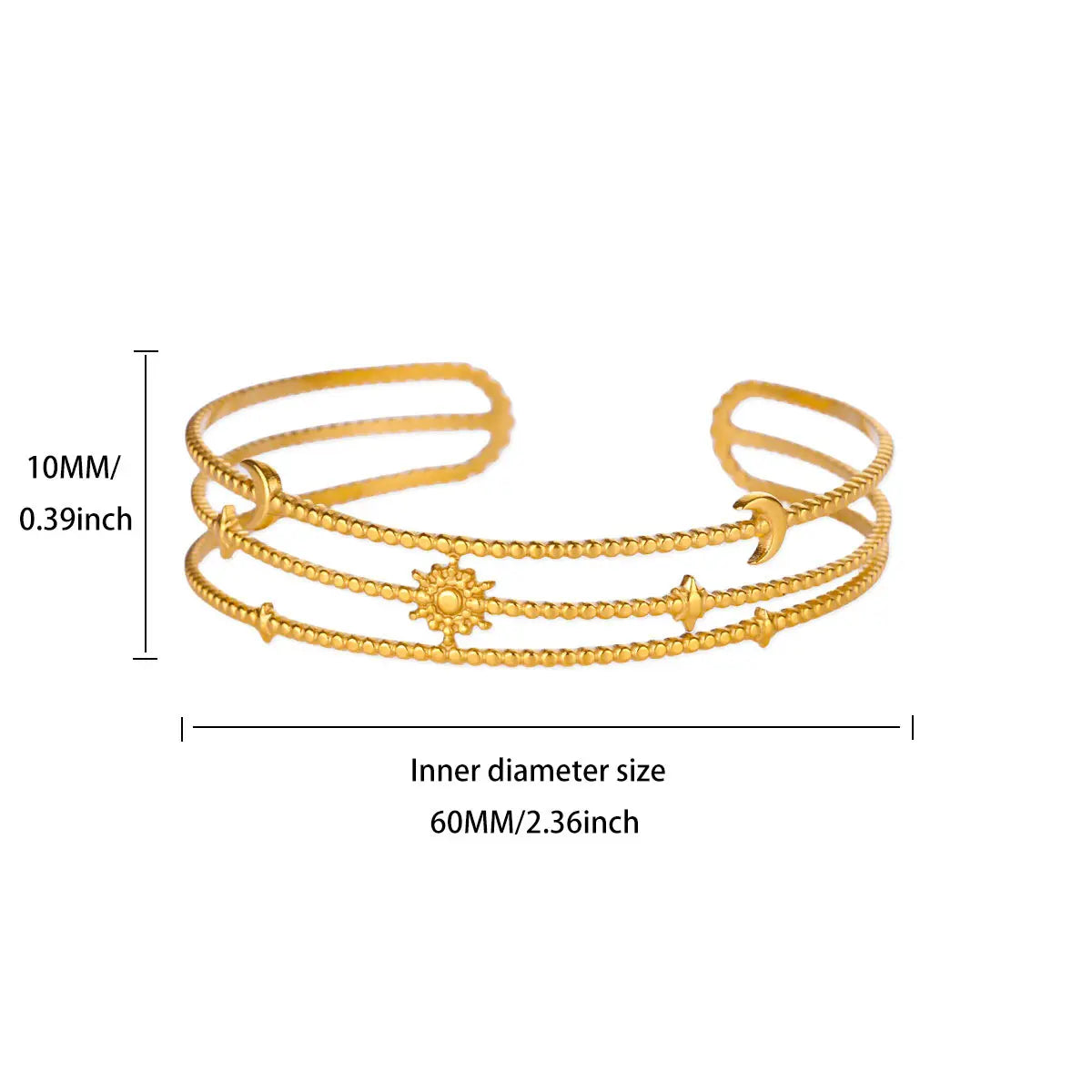 Gold Plated 316L Stainless Steel Hollowed-out Geometry Bracelet for Women Simple Punk no fade Wrist Jewelry Accessory New Trendy