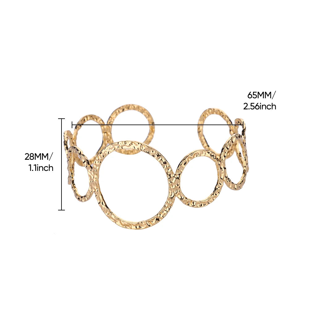 Gold Plated 316L Stainless Steel Hollowed-out Geometry Bracelet for Women Simple Punk no fade Wrist Jewelry Accessory New Trendy