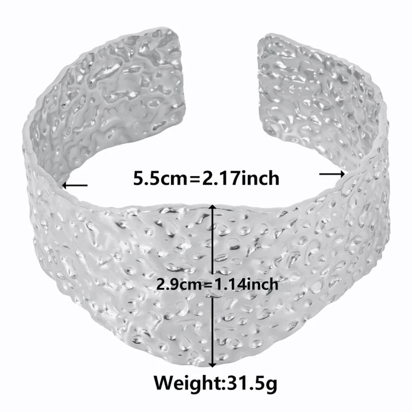 1Pc Stainless Steel Women Hammered Irregular Bowknot Flowers Chunky Open Bracelet Trendy  Animal Butterfly Cuff Bangle Jewelry