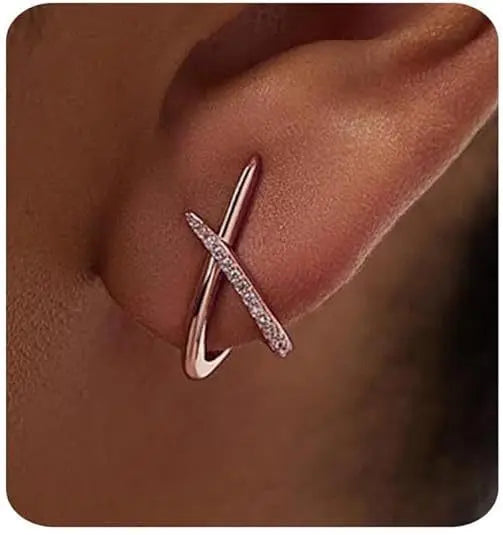 Cross sparkle diamond stud earrings copper plated 18k real gold zircon versatile fashion high-end earrings earrings