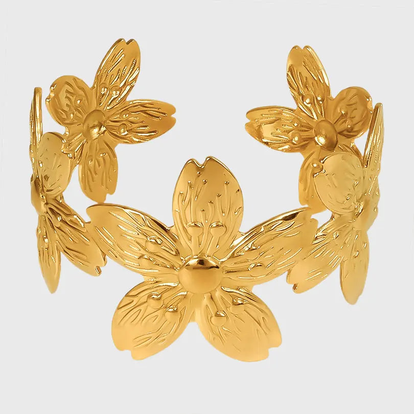 1Pc Stainless Steel Women Hammered Irregular Bowknot Flowers Chunky Open Bracelet Trendy  Animal Butterfly Cuff Bangle Jewelry