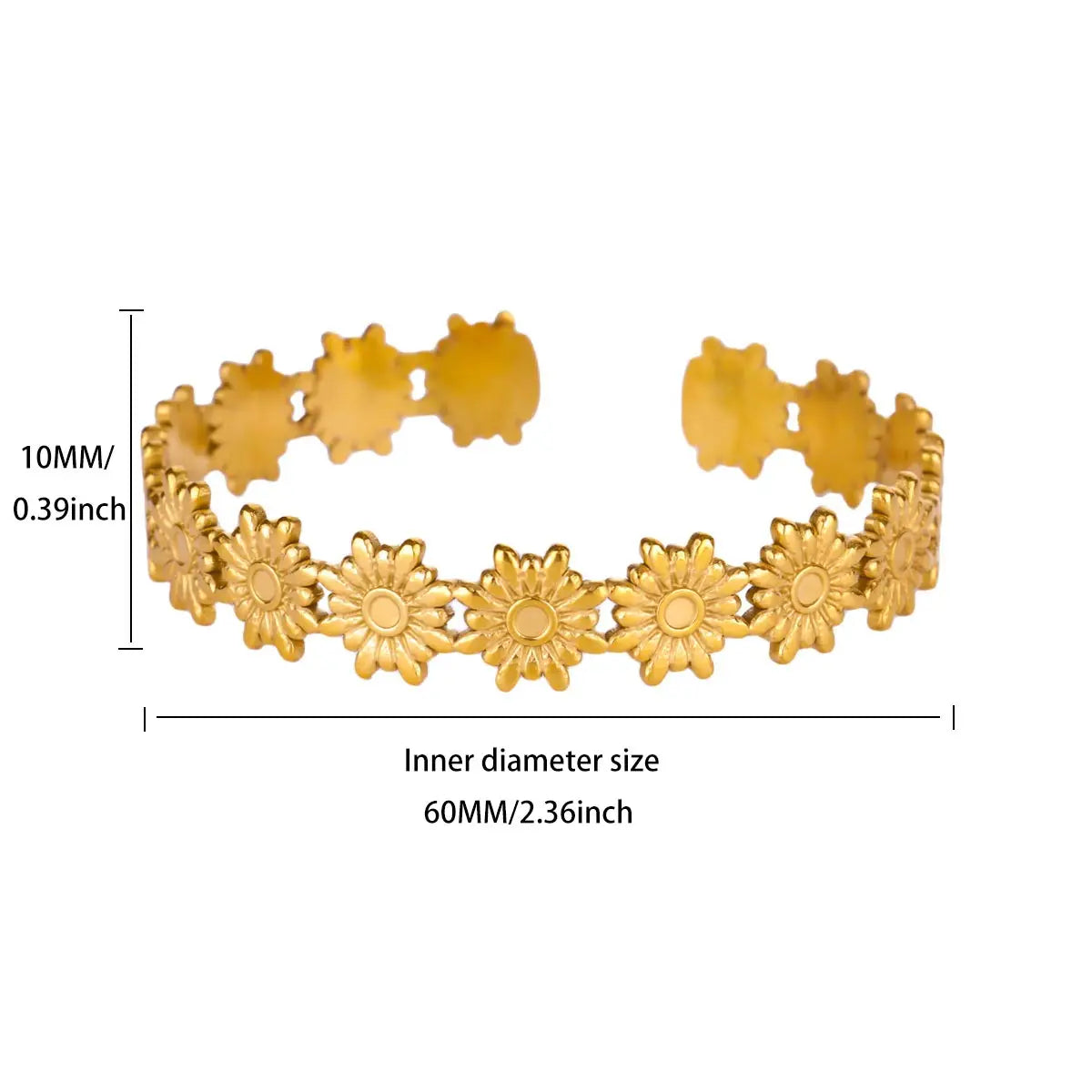 Gold Plated 316L Stainless Steel Hollowed-out Geometry Bracelet for Women Simple Punk no fade Wrist Jewelry Accessory New Trendy