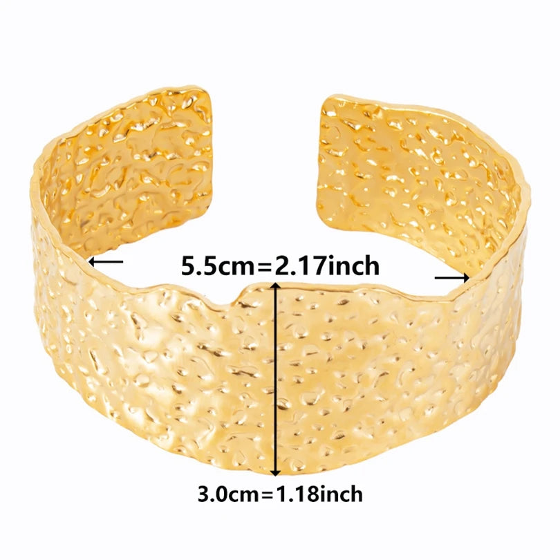 1Pc Stainless Steel Women Hammered Irregular Bowknot Flowers Chunky Open Bracelet Trendy  Animal Butterfly Cuff Bangle Jewelry