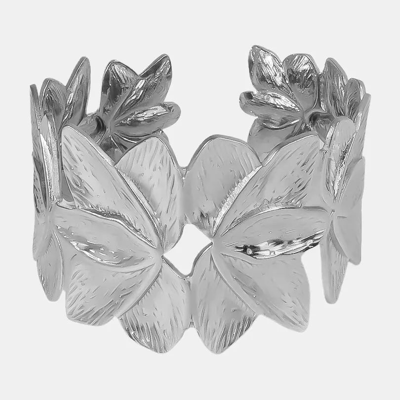 1Pc Stainless Steel Women Hammered Irregular Bowknot Flowers Chunky Open Bracelet Trendy  Animal Butterfly Cuff Bangle Jewelry