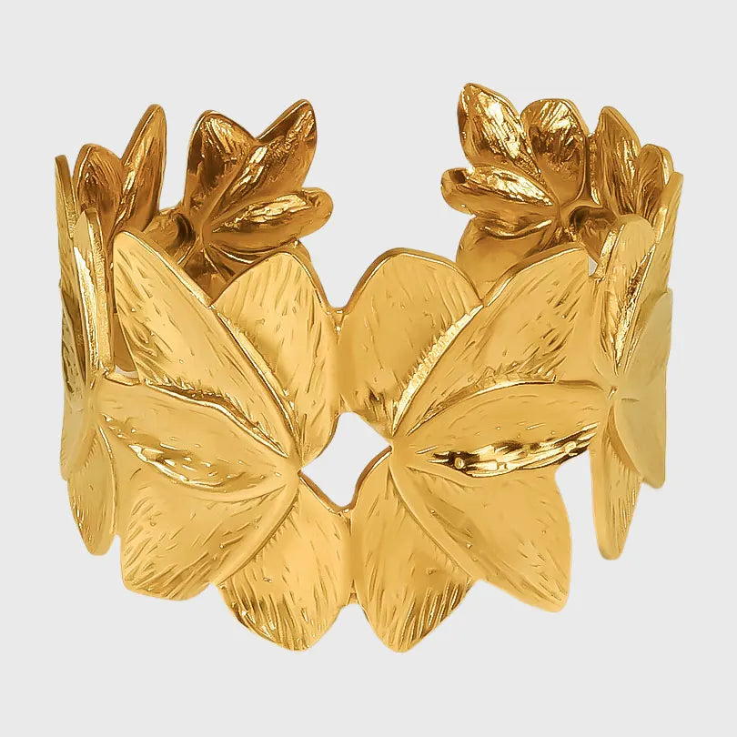 1Pc Stainless Steel Women Hammered Irregular Bowknot Flowers Chunky Open Bracelet Trendy  Animal Butterfly Cuff Bangle Jewelry