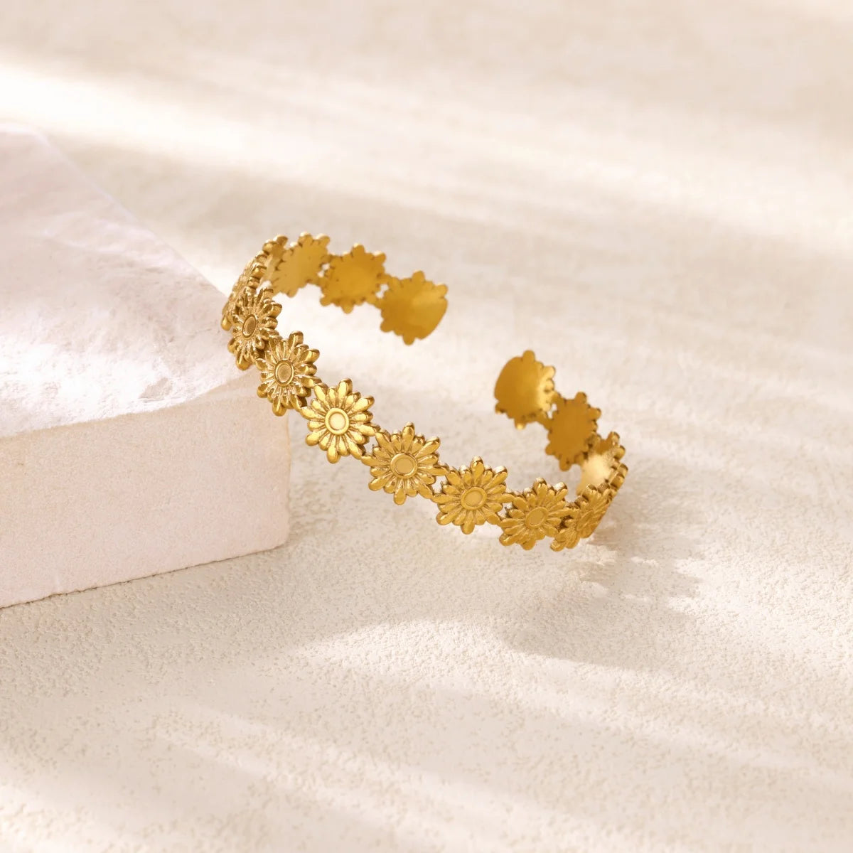 Gold Plated 316L Stainless Steel Hollowed-out Geometry Bracelet for Women Simple Punk no fade Wrist Jewelry Accessory New Trendy